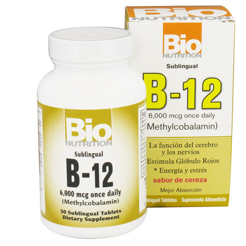 Bio Nutrition B-12 6000 Mcg Methylcobalamin Tablets, Cherry Flavor - 50 Ea